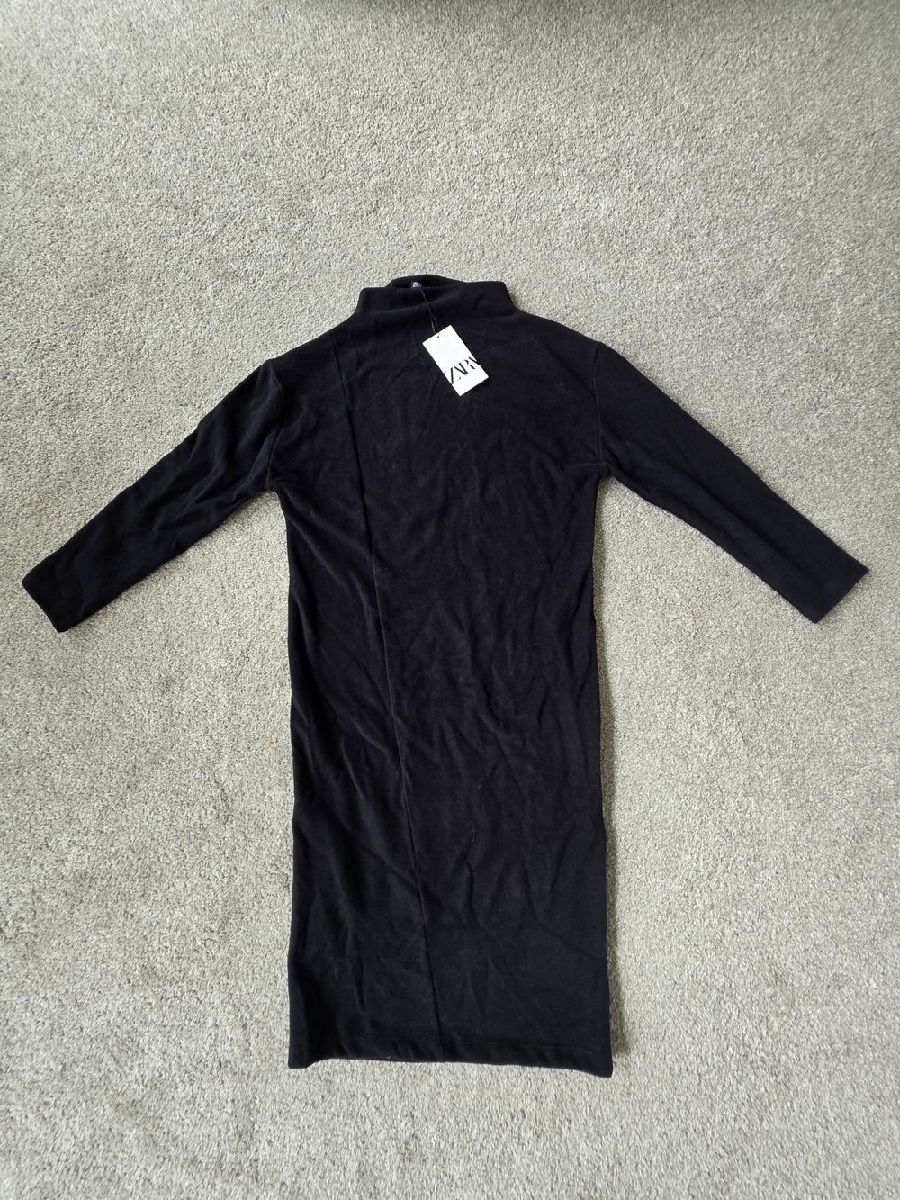 ZARA Black Long Sleeve Turtleneck Midi Dress